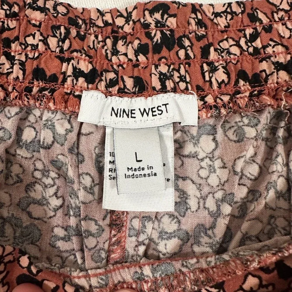 Nine West Orange Lightweight Floral Midi Skirt Size L | Boho, Swing, Cottagecore - Picture 9 of 11